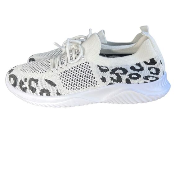 Slip on breathable mesh White Leopard Print Sneakers Women’s Size US 8 (… - Picture 12 of 16